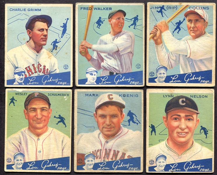 1934 Goudey Lot of 6 Different