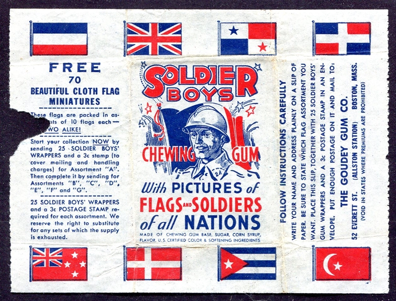 1933 R142 Soldier Boys Goudey Gum Wrapper
