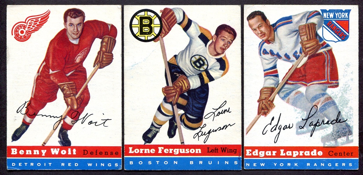 1954 Topps Hockey #9 Woit, #31 Ferguson & #56 Laprade