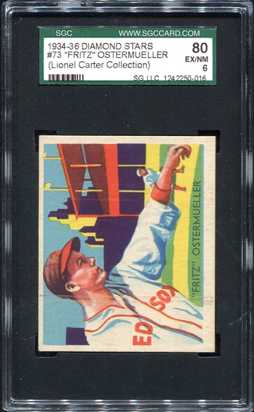 1935 Diamond Stars #73b Fritz Ostermueller Boston Red Sox SGC 80