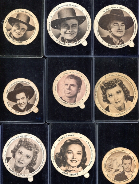 1941-42 Dixie Lids Movie Stars Lot of 33 Mostly Different
