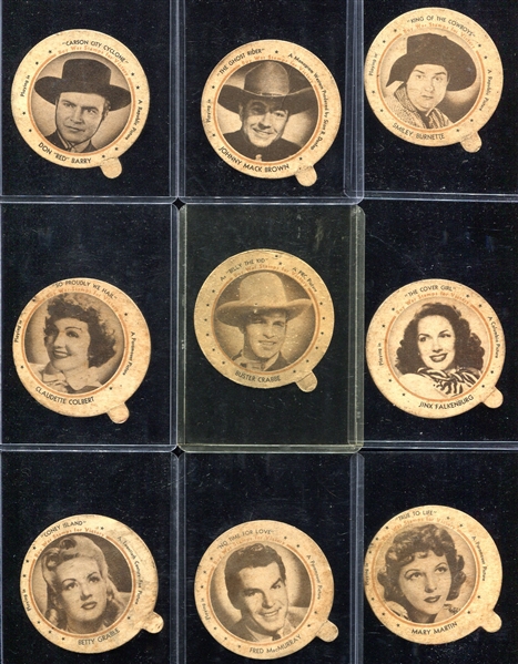 1943-45 Dixie Lids Movie Stars Lot of 25 Different