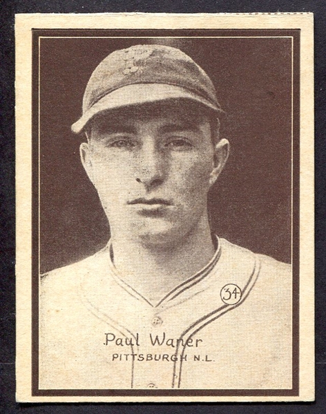 W517 #34 Paul Waner Pittsburgh Pirates w/Card Number