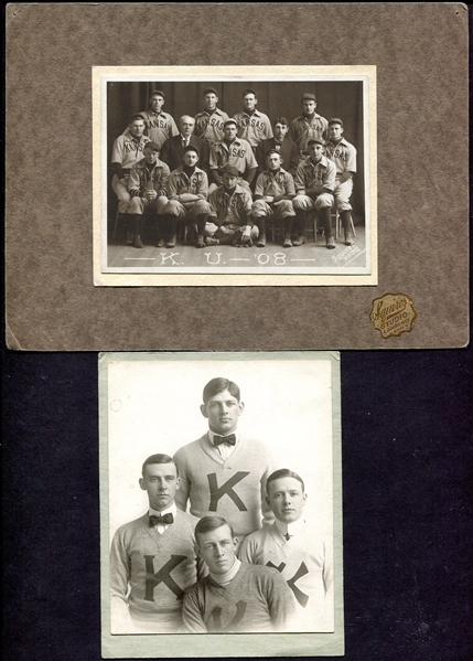 University of Kansas 1908 & 1910 Baseball Team and Lettermen Photographs