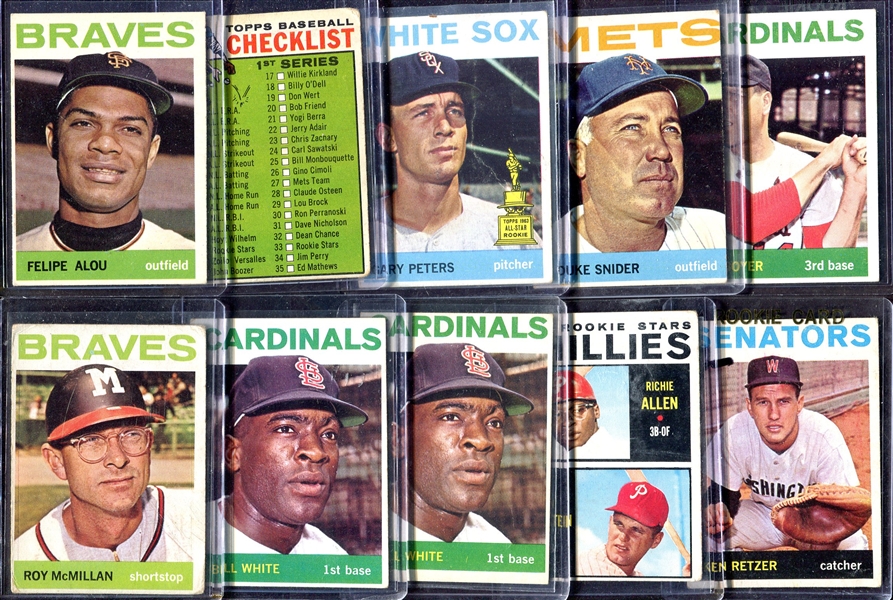 1964 Topps Lot of 11 Different w/Dick Allen RC & Other HOFers