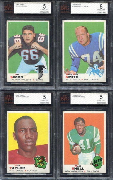 1969 Topps Football Lot of 34 Different BVG Graded 5 & 5.5s