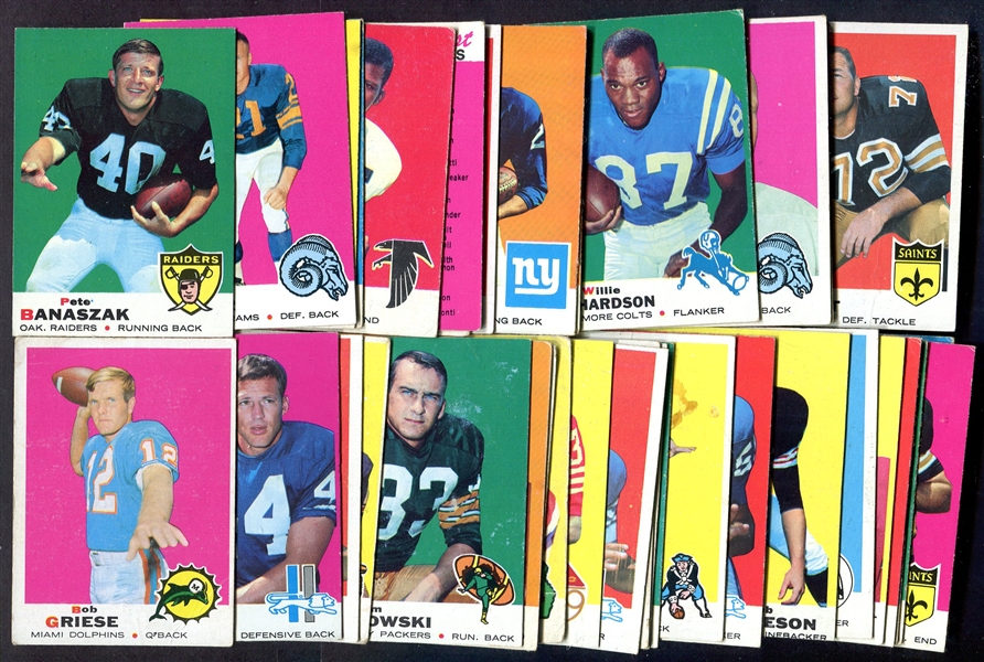 1969 Topps Football Lot of 40 Mostly Different