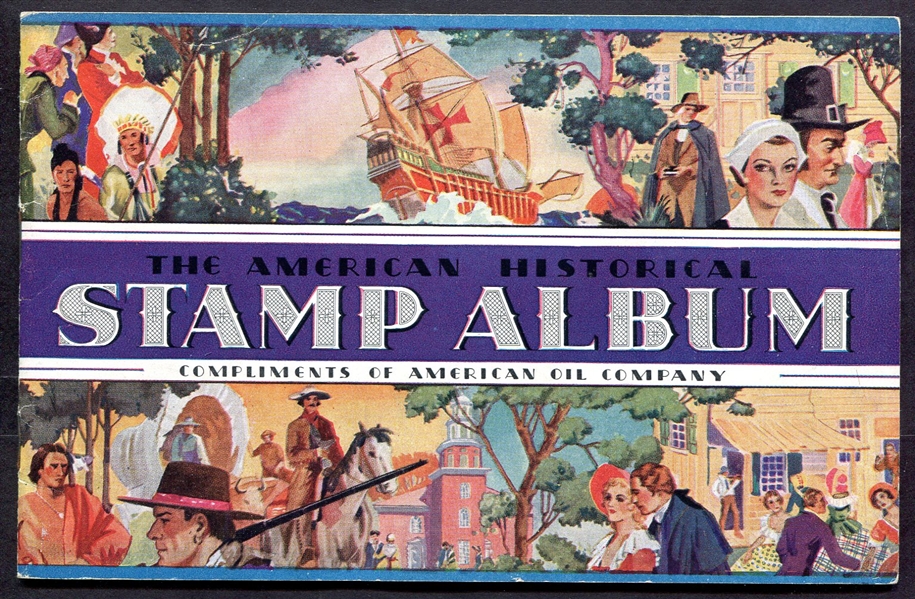 1937 Amoco American Historical Stamp Album & Stamps Complete Set