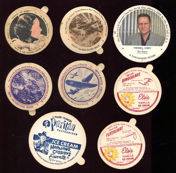 1930s-50s Dixie Lid Lot of 10 Different
