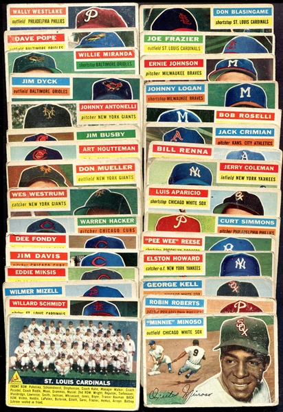 1956 Topps Lot of 63 Different w/HOFers All Gray Backs