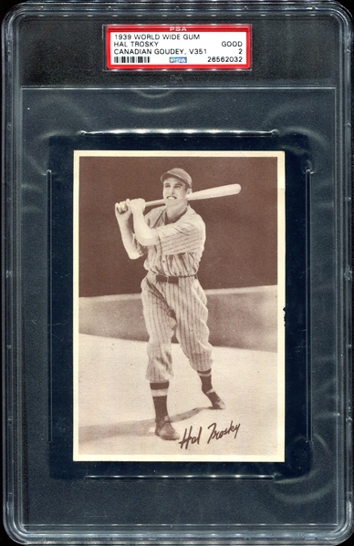 1939 V351 Canadian Goudey Hal Trosky PSA 2