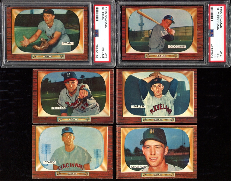 1955 Bowman Lot of 6 Different Graded & Raw