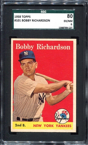 1958 Topps #101 Bobby Richardson SGC 80
