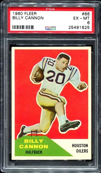 1960 Fleer #66 Billy Cannon Rookie Card PSA 6
