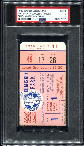 1959 World Series Game 1 Ticket Stub