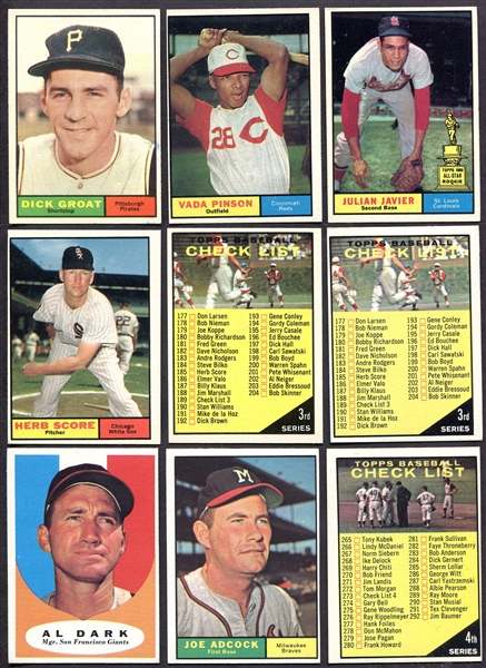 1961 Topps Lot of 15 Different w/Stars & HOFers