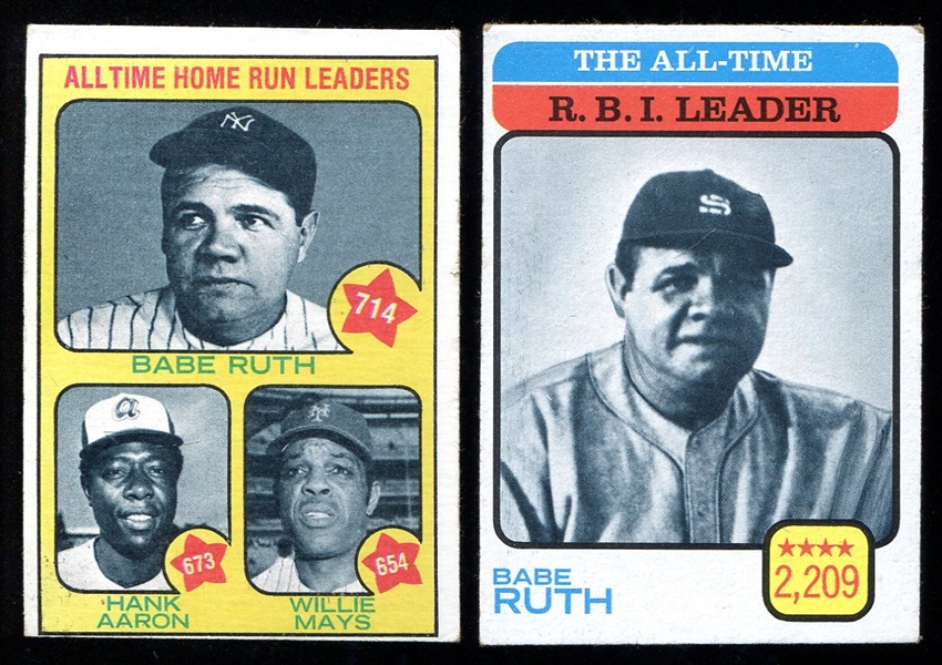 1973 Topps #1 & 474 Babe Ruth