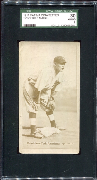 T222 1914 Fatima Fritz Maisel New York Yankees SGC 2