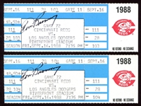 1988 Tom Browning Perfect Game Pair of Signed Ticket Stubs