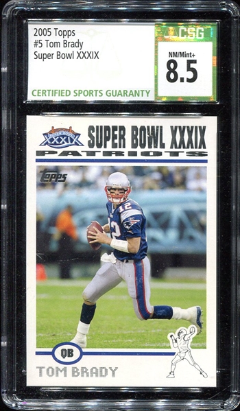 2005 Topps Super Bowl XXXIX #5 Tom Brady CSG 8.5