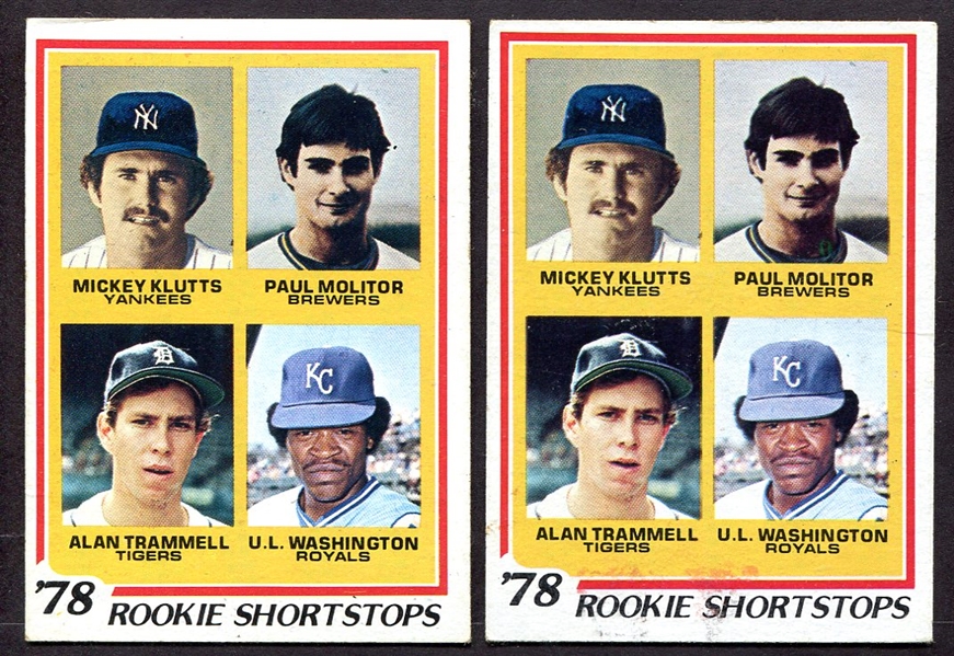1978 Topps #707 Molitor/Trammell Rookie Card Pair