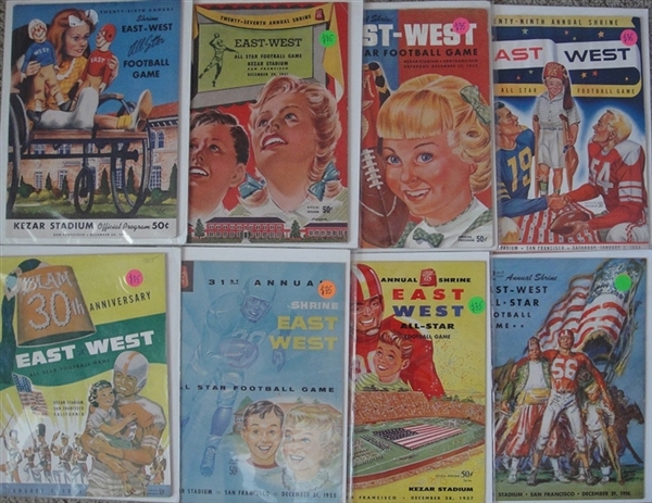 1950s East-West Shrine Bowl Programs 8 Different
