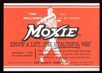 1940s-50s Unused Ted Williams Moxie Soda Bottle Label
