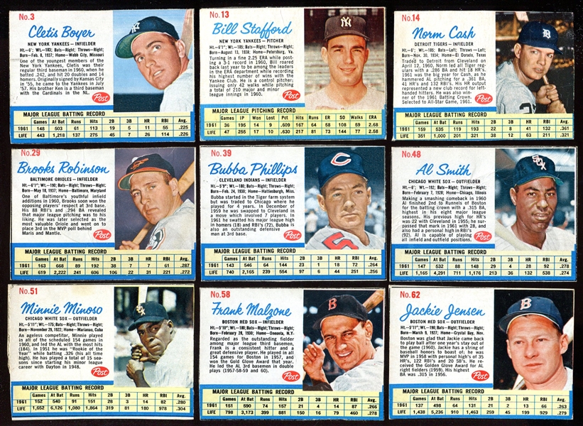 1962 Post Cereal Baseball Lot of 30 Different