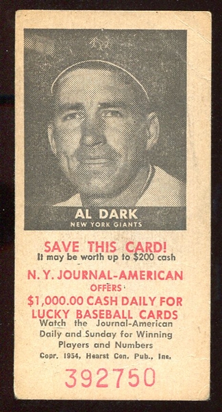 1954 N.Y. Journal-American Al Dark New York Giants