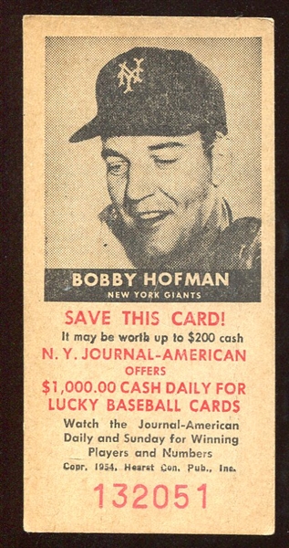 1954 N.Y. Journal-American Bobby Hofman New York Giants
