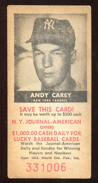 1954 N.Y. Journal-American Andy Carey New York Yankees