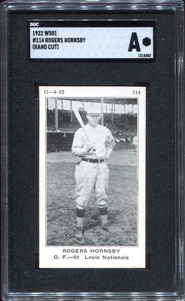 1922 W501 #114 Rogers Hornsby SGC A