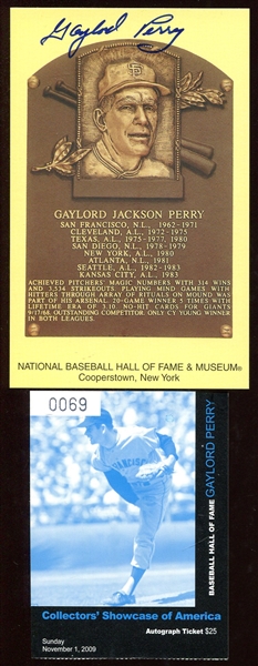 Gaylord Perry Autographed HOF Plaque w/Cert