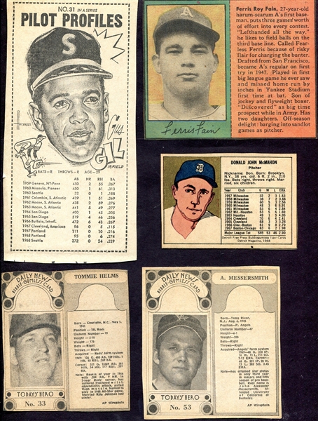 1940s-1970s Newspaper Card Cut-out Lot of 5 Different