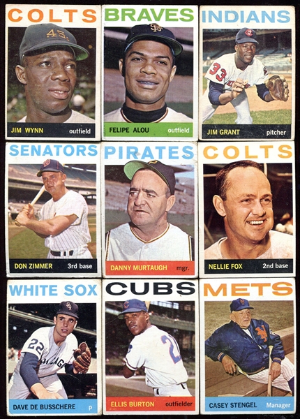 1964 Topps Lot of 14 Different w/HOFers, Hi #s and PSA Graded