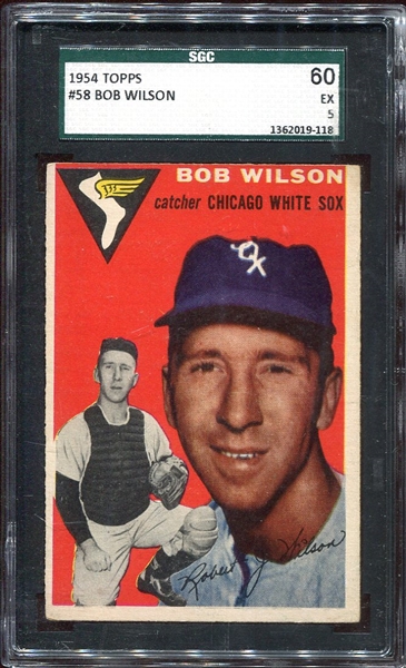 1954 Topps #58 Bob Wilson Chicago White Sox SGC 60