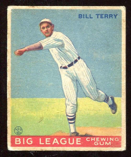 1933 World Wide Gum V353 #20 Bill Terry New York Giants HOFer