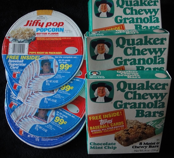 Quaker Oats Baseball Card Unopened Boxes w/Jiffy Pop Lids and Tiger Woods