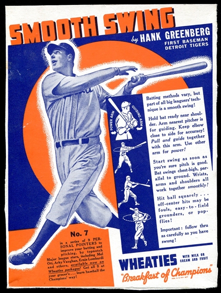 1939 Wheaties Series 12 Hank Greenberg
