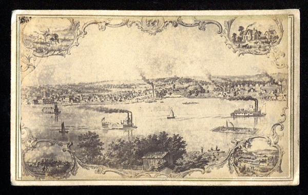 1864 Riverboats and Americana CDV w/Revenue Stamp