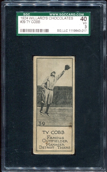 1924 Willards Chocolates #39 Ty Cobb SGC 40