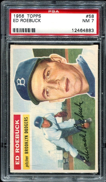 1956 Topps #58 Ed Roebuck Brooklyn Dodgers PSA 7