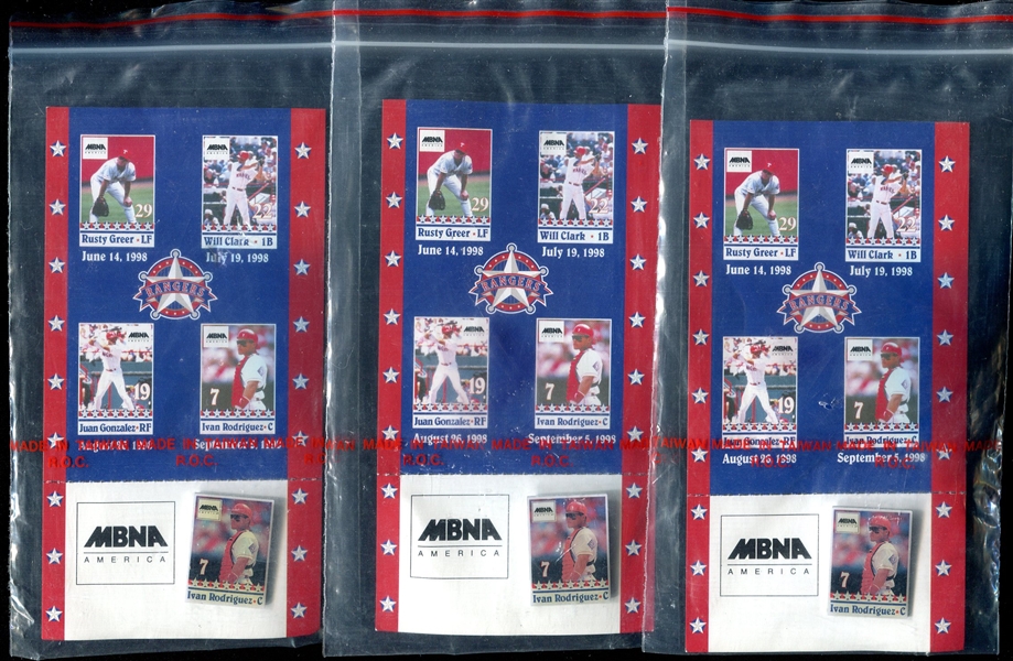 1998 Texas Rangers Pudge Rodriguez Lot of 3 Pins