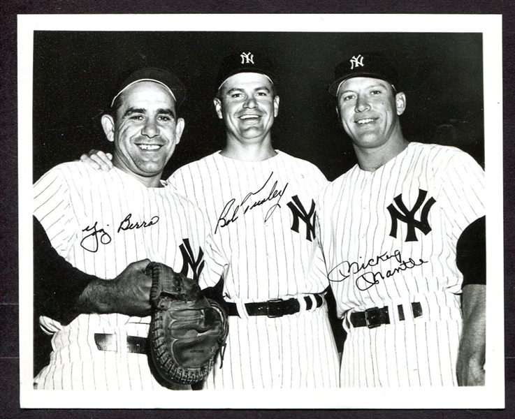 Mickey Mantle Yogi Berra & Bob Turley 1958 Reproduced Photograph