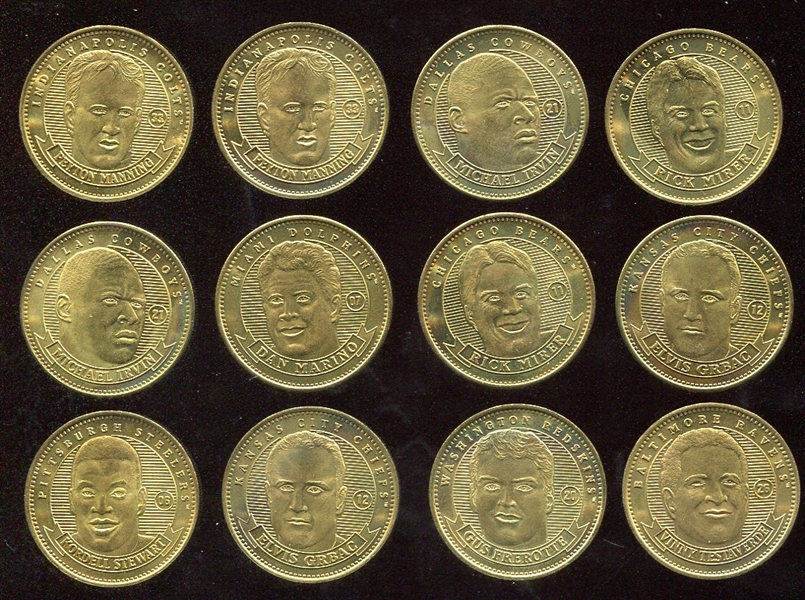 Lot of 12 1998 Pinnacle Mint Football Coins w/Manning & Marino