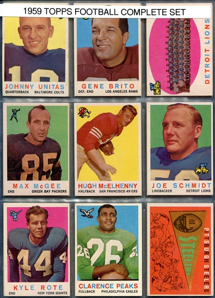 1959 Topps Football Complete Set Very Nice Condition