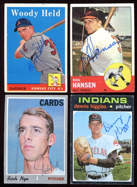 1958-1971 Lot of 4 Topps Autographed Cards