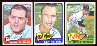 1965 Topps Lot of 3 Autographed Cards Beckett Certified