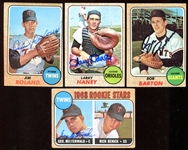 1968 Topps Lot of 4 Autographed Cards Beckett Certified