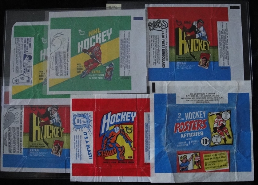 1970s & 1980s Topps Hockey Wrapper Lot of 110+